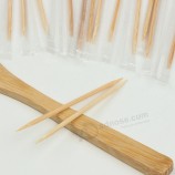 Palitos de dente de escova dentais ecológicos promocionais em espeto de bambu de garrafa