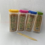 Palillos de dientes de bambú con palillos dentales con estuche portátil