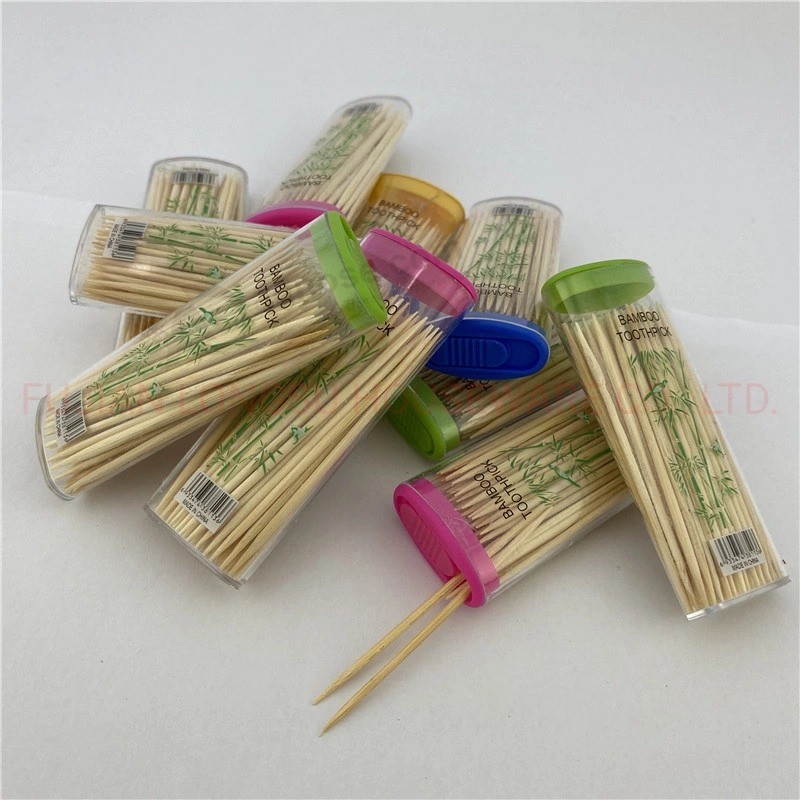Palillos de dientes de bambú con selección de dientes dentales con estuche portátil