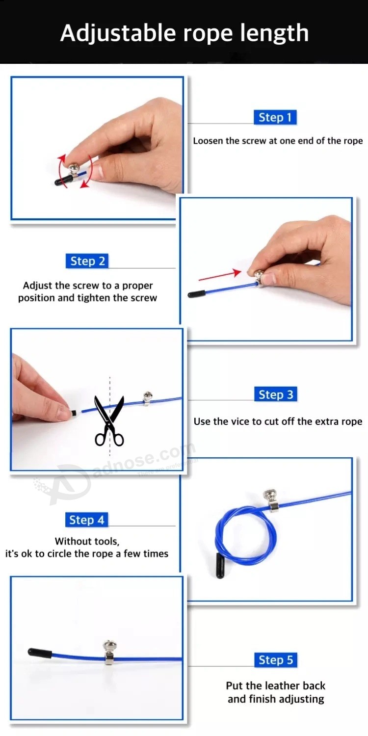 Colore personalizzato Manico in alluminio metallo Corda per saltare Attrezzatura per allenamento da palestra a casa regolabile Lunghezza corda