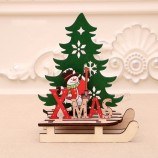 decorações de natal natal criativo pintado montagem de madeira peças de exibição DIY carro trenó quebra-cabeça de presente