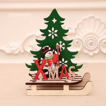 adornos navideños navidad creativo ensamblaje de madera pintada DIY trineo piezas de exhibición del coche rompecabezas regalo