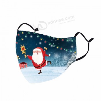 2020 Venta caliente de impresión mascarilla diseño de navidad cestas de regalo de poliéster urdimbre regalo de navidad para niños