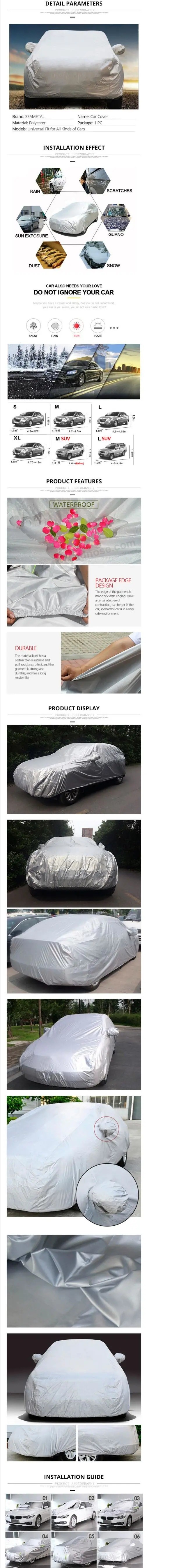 Exterior Car cover Outdoor protection Full Car covers Snow cover Sunshade waterproof Dustproof universal for hatchback Sedan SUV