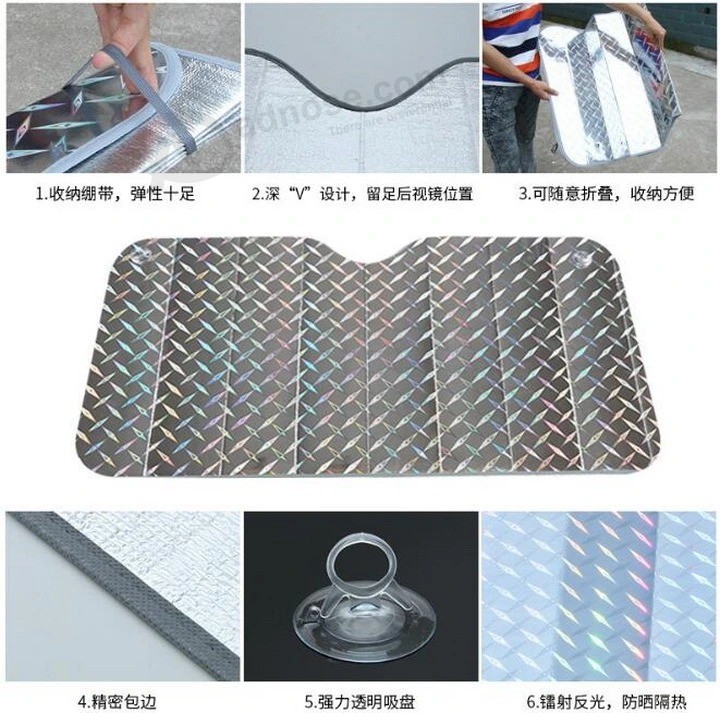 Cheap front Windshield Sun shade PE coated Aluminum film Folding sunshades Car sunshades for Promotion