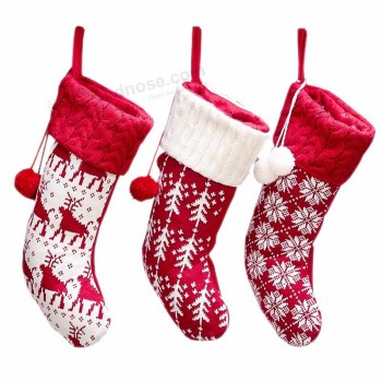 高质量2020最新针织长袜形状圣诞节礼物袋圣诞节袜子圣诞节礼物袋