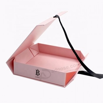wholesale custom paper gift folding box with ribbon packaging box printing logo