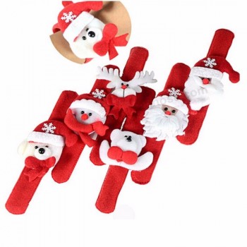 Amazon Hot Sale LED Christmas Toys Santa Snowman Hand Circle Christmas Children  lovely Gift Hand Slap Clap Bracelet Toy