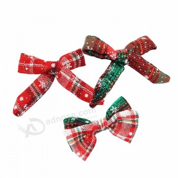 Moda al por mayor de alta calidad patrón de impresión personalizado vacaciones de Navidad cinta de terciopelo arcos de pelo de Navidad