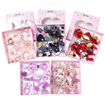 18 Pz / scatola accessori per capelli carini per bambini Set tessuto per bambini Fiocco fiore forcine barrette fermagli per capelli copricapo da ragazza