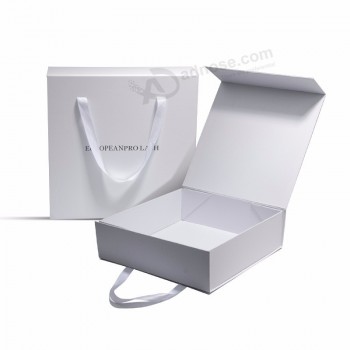 Large Luxury White Black Foldable Cardboard Paper Packaging Custom Magnetic Gift Box