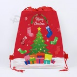 wf005 Weihnachten Vlies Geschenk Kordelzug Aufbewahrungsrucksack Goodie Party begünstigt Tasche Für Kinder