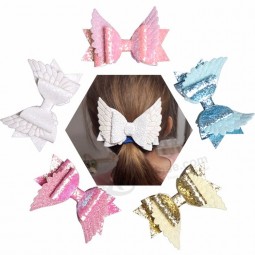 New design korean cute glitter bows baby hair clip children's fabric hair bow for girls