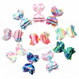 Wholesale Multi Color Sweet Candy Colors Glitter Leather Holiday Mermaid Hair Bows Korean Women Fashion Bow Ladies Hair Clips