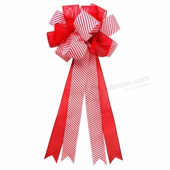 Wedding ribbon bow red burlap Festive holiday bow wired ribbon bow for wedding Christmas home decoration