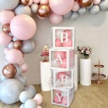 Cajas de ducha de bebé blancas telón de fondo caja de globo transparente decoraciones de ducha de bebé cajas de bebé niña niño suministros de fiesta de cumpleaños