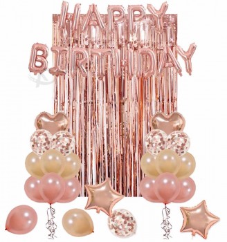 acessórios de festa suprimentos feliz aniversário menina balões enfeites de ouro rosa