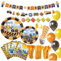 Suministros de fiesta de cumpleaños de construcción personalizada kits de decoraciones de fiesta de camión volquete Set para fiesta de cumpleaños de niños