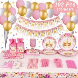 nicro 192 piezas de decoraciones para fiesta de cumpleaños para niños, suministros para fiestas de unicornio arcoíris