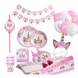 Suministros para fiestas de eventos, suministros de cumpleaños, coloridos 140 paquetes, kit de decoración para fiestas de unicornio
