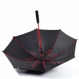 中国工厂批发定制25 * 8肋骨红框EVA手柄自动大号防风高尔夫雨伞带有徽标印花