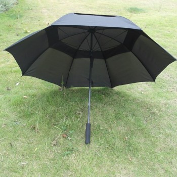 manual aberto reto Guarda-chuvas de golfe de duas camadas à prova de vento com logotipo personalizado, guarda-chuvas de propaganda