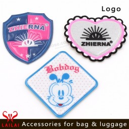 Wholesale manufacturers bag accessories clothing rubber patches silicone tag PVC soft custom silicone patches for clothing