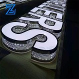 Logotipo 3D acrílico + señalización abierta impermeable de acero inoxidable con letrero de neón LED letras letrero LED 3D para exteriores