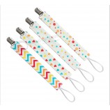 Wholesale Baby Feeding Pacifier Holder 100% Cotton Ribbon Metal Pacifier Clip