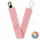 Latest Design Stripes Printed Metal Clip Pacifier Holder Clip 11 Inch Pacifier Clips