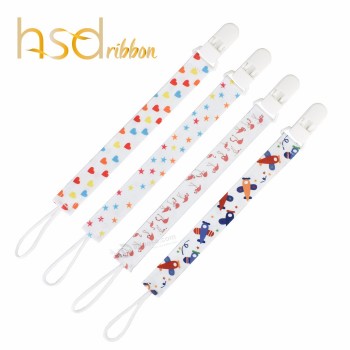hsdribbon Eco-friendly colorful pattern custom printing baby pacifier clip