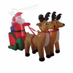Trineo flotante de santa con renos, propulsión inflable navideña con aire, dibujos animados inflables navideños personalizados