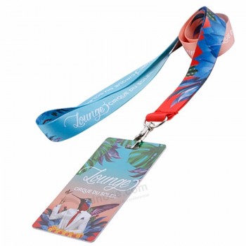 Cheap personalized nylon polyester key keychain neck woven sublimated blank custom made printed single strap lanyard with logo