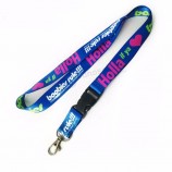 No minimum order cheap custom polyester sublimation printed logo colorful lanyard