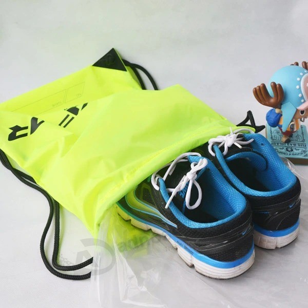 Newest Fluorescence Yellowish Green Drawstring Backpack Gym Drawstring Shoe Bag