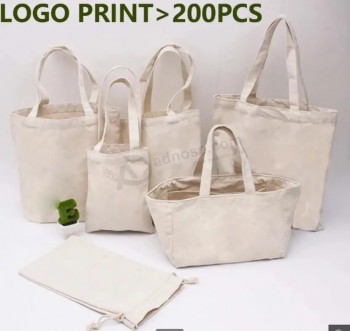 Custom White Promotional Retailer Tocuyo Calico Organic Cotton Canvas Bag