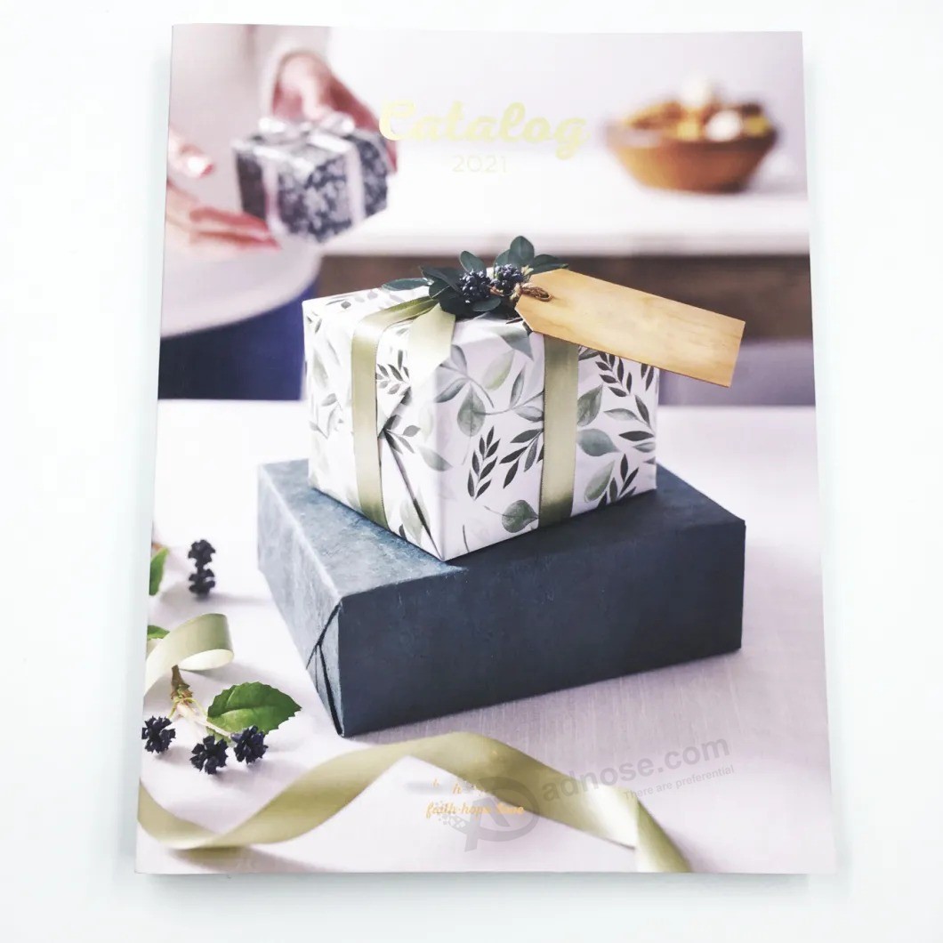 OEM High Quality A4 Catalogue Printing with Golden Hot Stamping for Stationery Gifts Shop