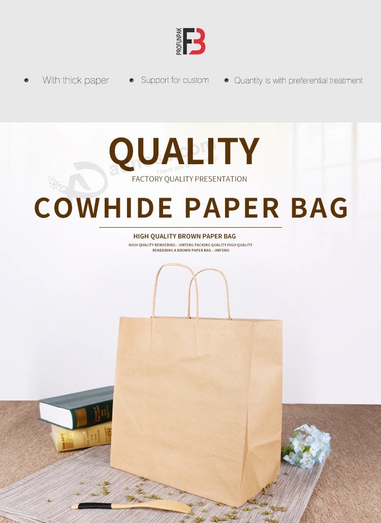 Eco=Friendly Kraft Paper Bag with Twisted Handle