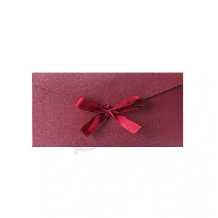 Factory Wholesale Custom Size Gift Card Colorful Paper Envelopes with Ribbon Tie