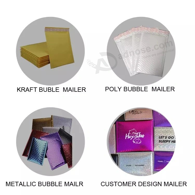 Custom Logo Printed Colorful Christmas Holiday Kraft Shipping Envelope with Bubble Wrap