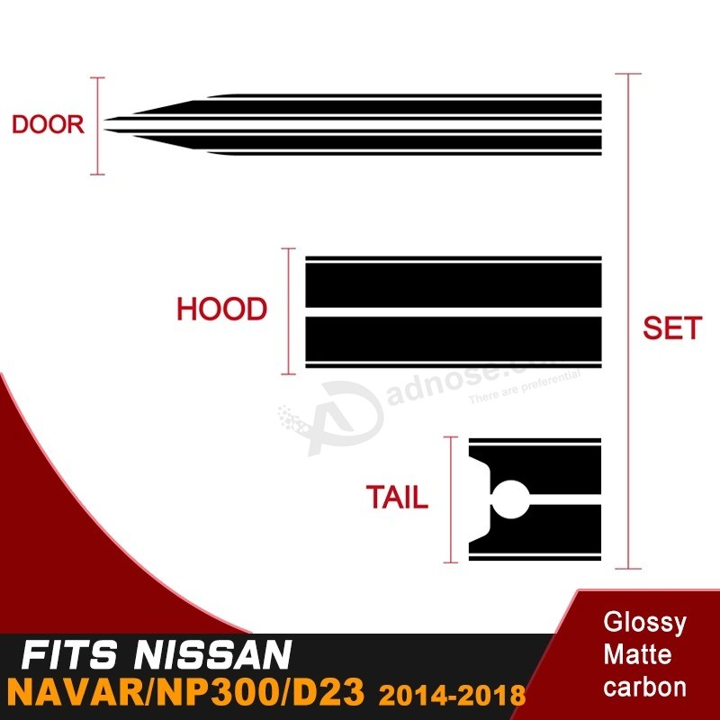 Mud Side Door Stripe Racing Graphic Vinyl Pickup Car Sticker Kits for 2014-2020 Navara Np300