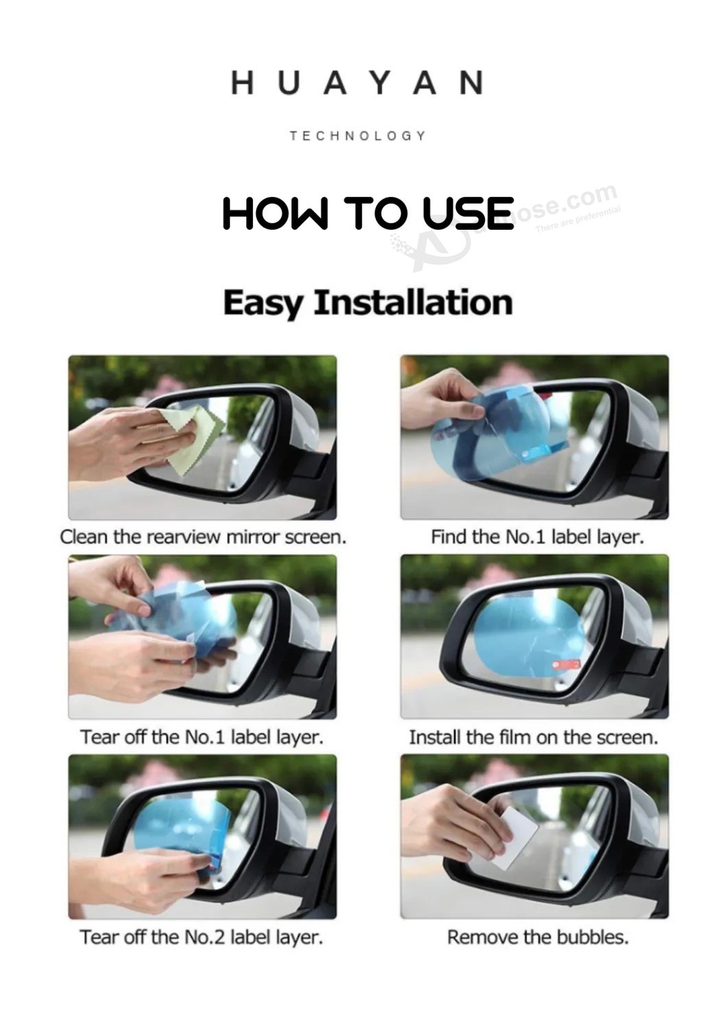 Car Rearview Mirror Protective Film Rainproof Mirror Window Clear Protective Auto Stickers Nano Coating Rainproof Anti Fog