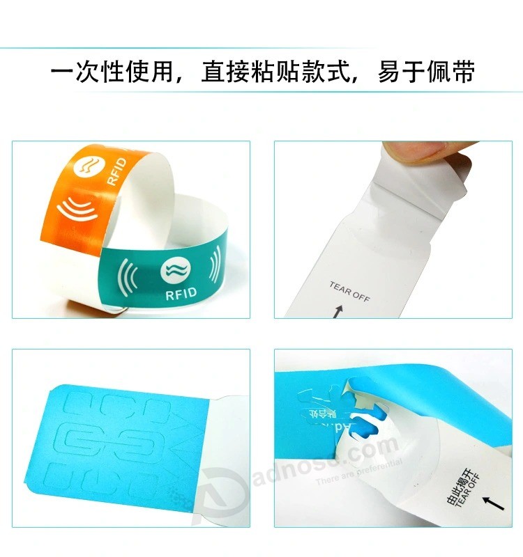 13.56MHz RFID Disposable Events Festival Thermal Printing Wristband