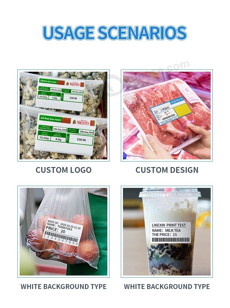 Adhesive Custom Size Stickers Supermarket Price Tag Barcode Printing Label