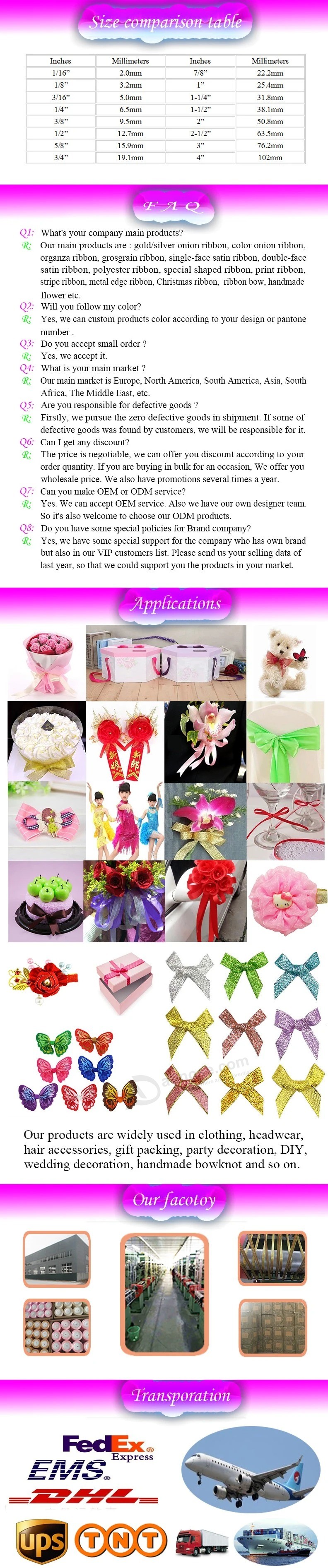 Wholesale 6mm-50mm Polyester Satin Ribbon Custom Silk Ribbon Color Decoration-Dy05001