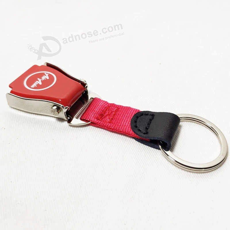 Red Airasia Airline Shiny Finish Airplane Seat Belt Buckle Keychain Gift Travelling Tag Flight Lover Key Chain Personal Key Ring