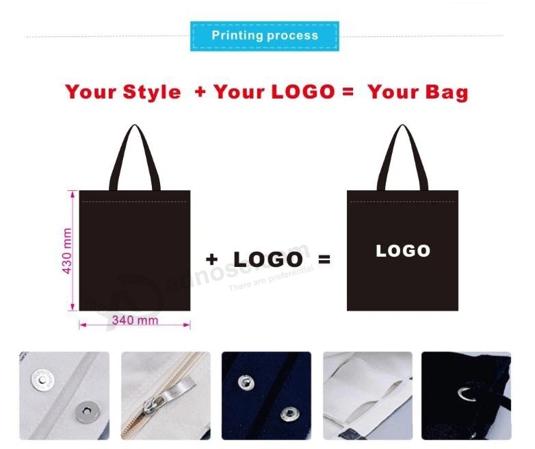 Cotton Full Printing Customized Logo Tote Canvas Drawstring Bag
