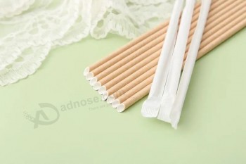 Logo Customize 100% Biodegradable Paper Straws with Paper Wrap