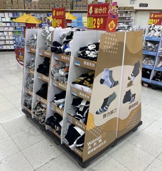 Custom Logo Printed Socks Flip Flop Houseware Cardboard Display Stand for Supermarket Promotion
