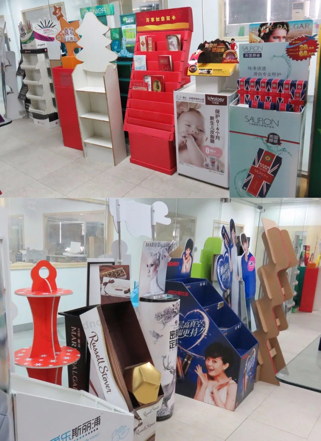 Customer's Logo Printing Cardboard Display Stand/Nail Polish Display Stand/Clothes Display Stand